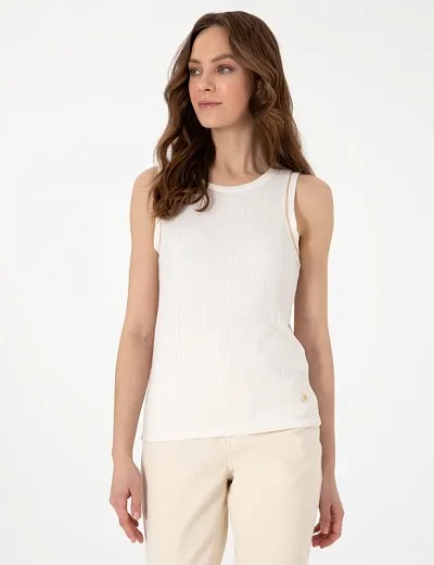 Топ из модала в рубчик с декором - G022SZ0110LAFES_25Y Футболка жен. (VR019, S)