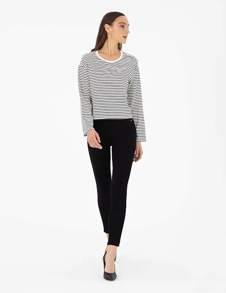 Лонгслив в полоску с декоративными пуговицами - G022SZ0820ZETA Толстовка жен. (VR019, L)