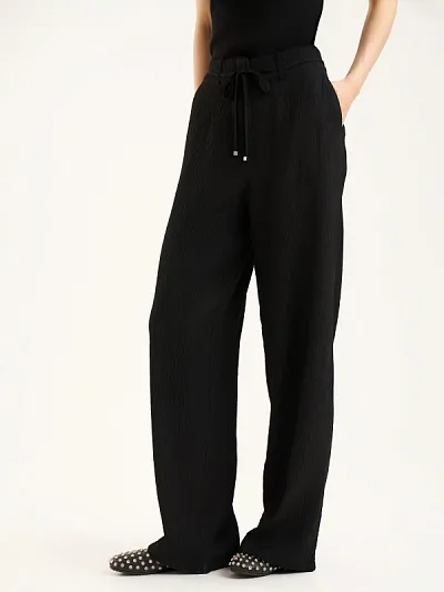 Брюки на кулиске из жатой ткани прямые - G022SZ0780RISTA_P Брюки жен. (VR046, 36)