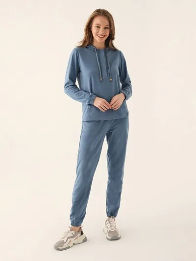 Домашний костюм со штанами и кофтой с капюшоном - G022SZ0HFTKMPC8747_S Костюм дом. жен. Бельевое изделие (VR028, L)