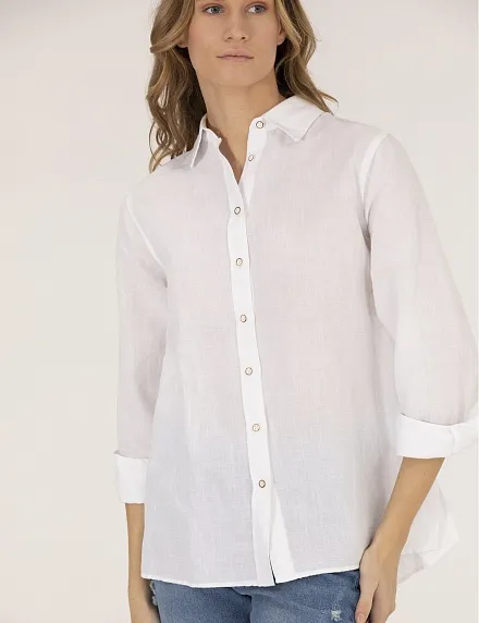 Рубашка из смеси льна и хлопка оверсайз - G022SZ0040KETO Сорочка жен. (VR013, 40)