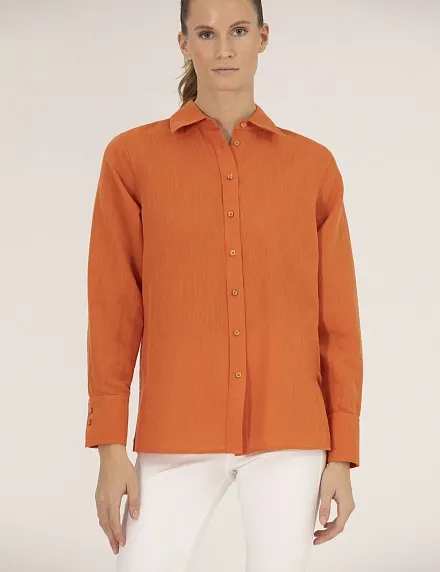 Рубашка из смеси льна и хлопка оверсайз - G022SZ0040KETO Сорочка жен. (VR222, 36)