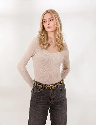 Джемпер из смесового хлопка с вырезом на груди - G022SZ0TK0SERRA-KALP22K Кофта жен. (VR159, M)