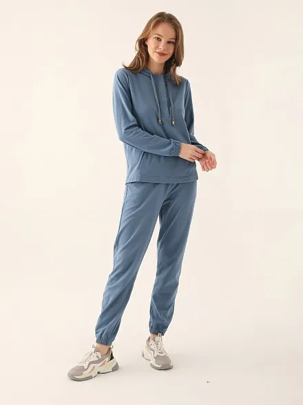 Домашний костюм со штанами и кофтой с капюшоном - G022SZ0HFTKMPC8747_S Костюм дом. жен. Бельевое изделие (VR028, L)