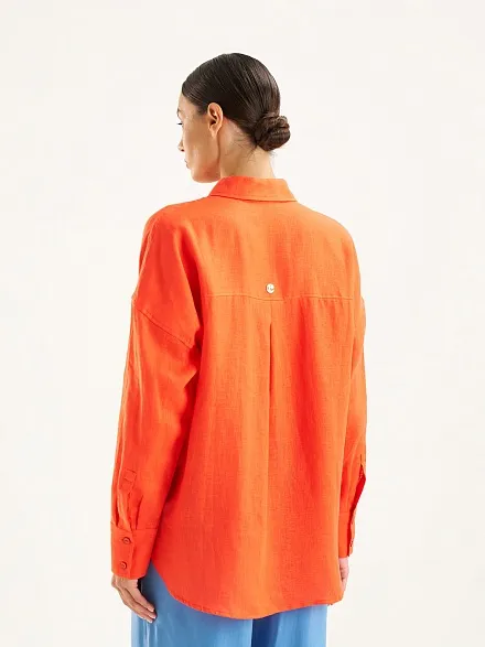 Рубашка из смеси льна и хлопка оверсайз - G022SZ0040KETO Сорочка жен. (VR239, 38)