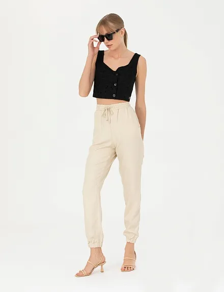 Джоггеры на кулиске зауженные - G022SZ0030NOCTU-P Брюки жен. (VR071, 42)