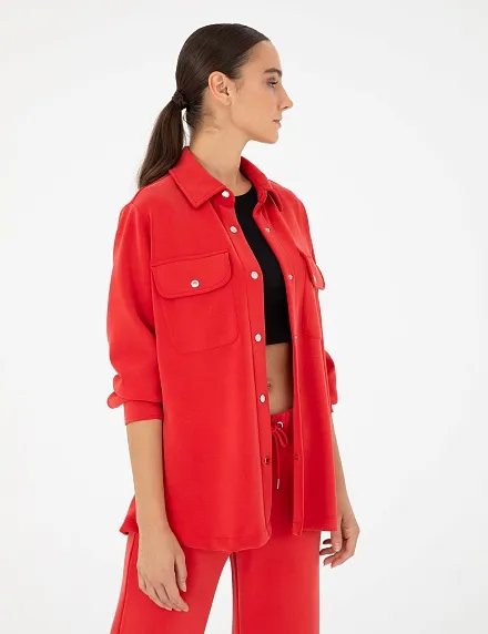 Рубашка с накладными карманами прямого кроя - G022SZ0820JUHA_C Толстовка жен. (VR030, XS)