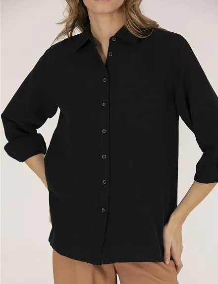 Рубашка из смеси льна и хлопка оверсайз - G022SZ0040KETO Сорочка жен. (VR046, 38)
