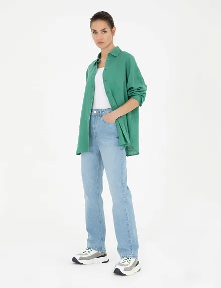 Рубашка из смеси льна и хлопка оверсайз - G022SZ0040KETO Сорочка жен. (VR054, 36)