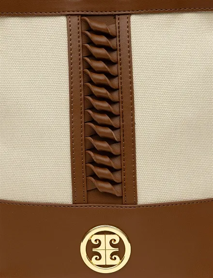 Сумка комбинированная с металлическими ручками - A022SZ057OMUZIY24_70001 Сумка жен. (VR011)