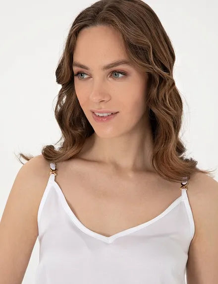 Топ из вискозы с декоративной деталью - G022SZ0040NESSA Сорочка жен. (VR013, 34)