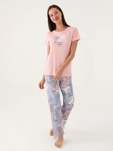 Пижама со штанами и футболкой - G022SZ0HFP028799_IY24 Костюм дом. жен. Бельевое изделие (VR041, S)
