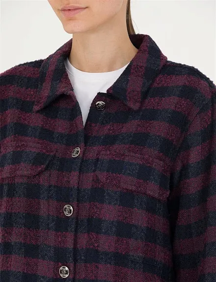 Рубашка теплая в клетку прямого кроя - G022SZ0040FLORAL Сорочка жен. (VR033, 34)