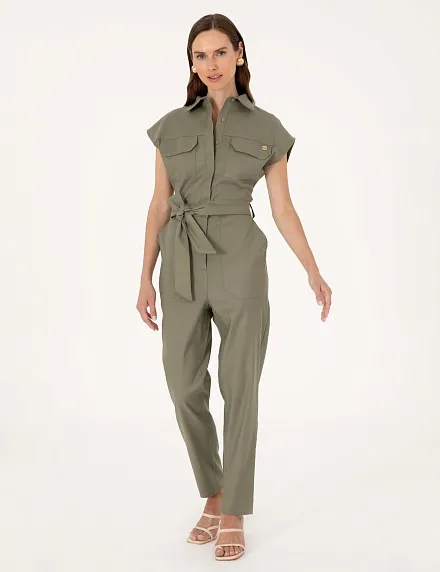 Комбинезон с добавлением льна - G022SZ0320PAYNE Платье жен. (VR027, 36)