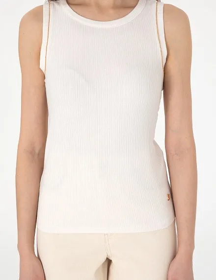 Топ из модала в рубчик с декором - G022SZ0110LAFES_25Y Футболка жен. (VR019, S)