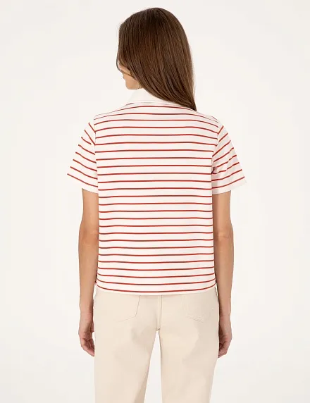 Футболка-поло в полоску свободная - G022SZ0110TAFO Футболка жен. (VR030, XS)