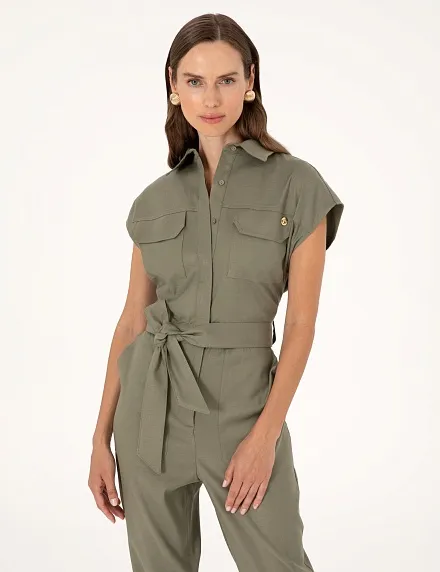 Комбинезон с добавлением льна - G022SZ0320PAYNE Платье жен. (VR027, 36)