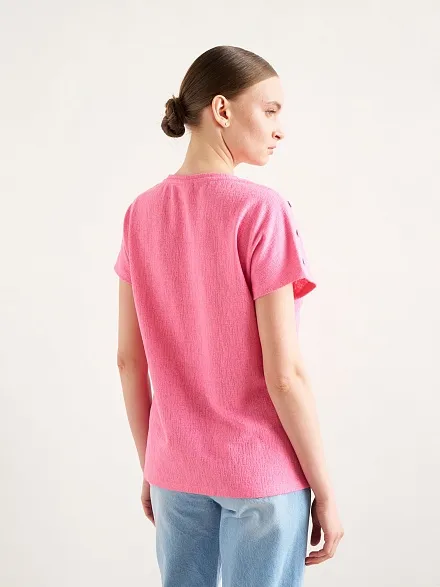Футболка хлопковая с V-образным вырезом - G022SZ0110GEBI Футболка жен. (VR041, 2XS)
