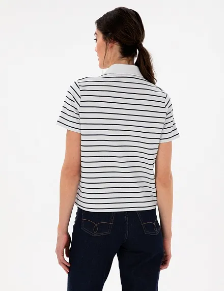 Футболка-поло в полоску свободная - G022SZ0110TAFO Футболка жен. (VR033, XL)