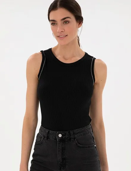 Топ из модала в рубчик с декором - G022SZ0110LAFES_25Y Футболка жен. (VR046, L)