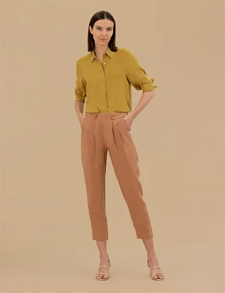 Брюки с защипами укороченные - G022SZ0030MASSI-P Брюки жен. (VR233, 40)