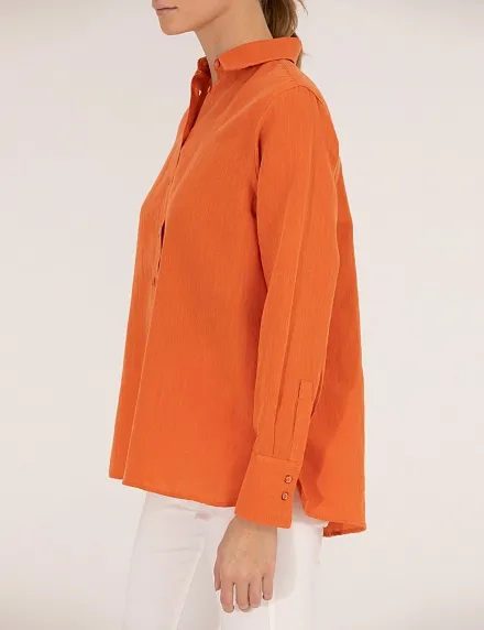 Рубашка из смеси льна и хлопка оверсайз - G022SZ0040KETO Сорочка жен. (VR222, 36)