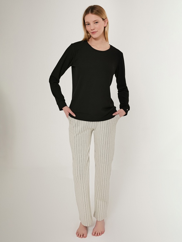 Теплая пижама со штанами и кофтой - G022SZ0HFTKMPC8757_S Костюм дом. жен. Бельевое изделие (VR046, L)