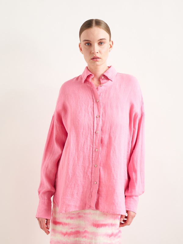 Рубашка из смеси льна и хлопка оверсайз - G022SZ0040KETO Сорочка жен. (VR041, 44)