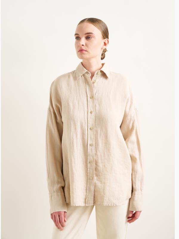 Рубашка из смеси льна и хлопка оверсайз - G022SZ0040KETO Сорочка жен. (VR085, 38)