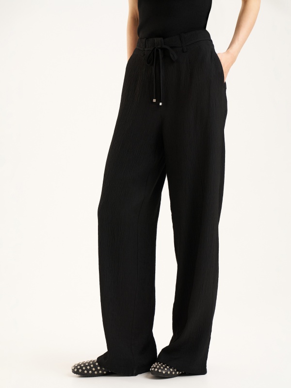 Брюки на кулиске из жатой ткани прямые - G022SZ0780RISTA_P Брюки жен. (VR046, 40)