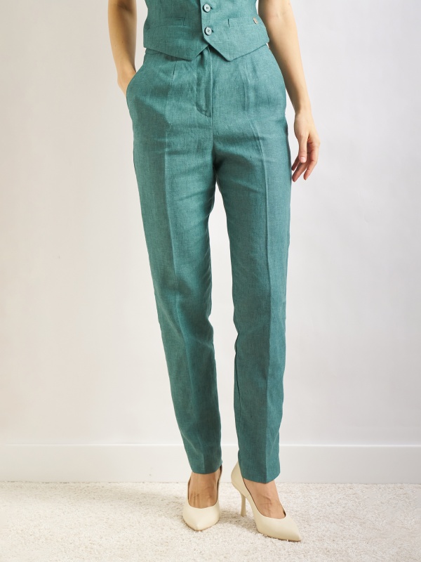 Брюки классические льняные зауженные - G022SZ0030P-MALONE-R Брюки жен. (VR054, 40)