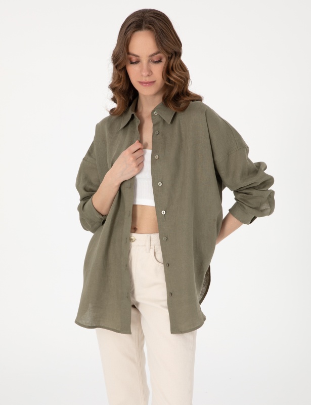 Рубашка льняная оверсайз - G022SZ0040KETO_G Сорочка жен. (VR027, 42)