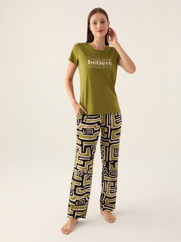 Пижама со штанами и футболкой - G022SZ0HFP028817_IY24 Костюм дом. жен. Бельевое изделие (VR235, M)