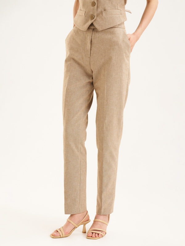 Брюки с добавлением льна зауженные - G022SZ0030P_GRATA_R Брюки жен. (VR015, 36)