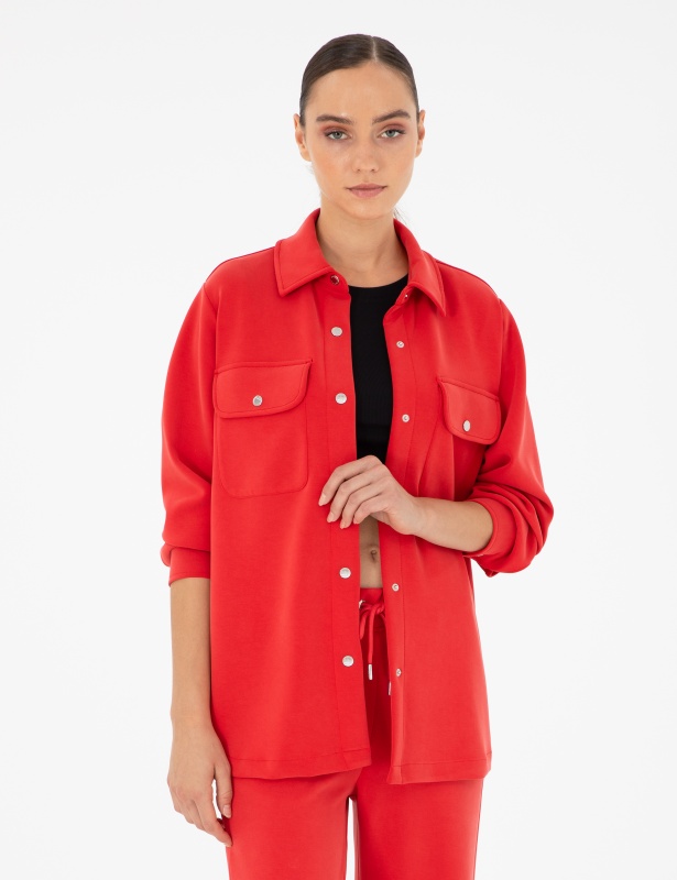 Рубашка с накладными карманами прямого кроя - G022SZ0820JUHA_C Толстовка жен. (VR030, L)