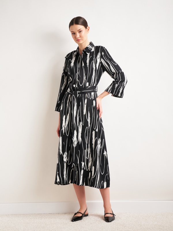 Платье миди с длинным рукавом - G022SZ0320NATSA Платье жен. (VR046, 34)