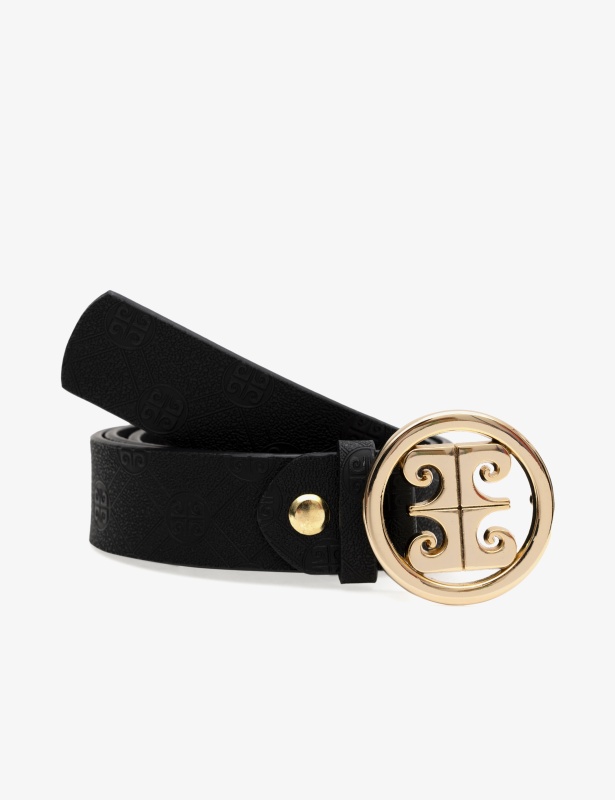 Ремень из экокожи с логотипом - A022SZ016KLSIY24_K100 Ремень жен. (VR046, 90)