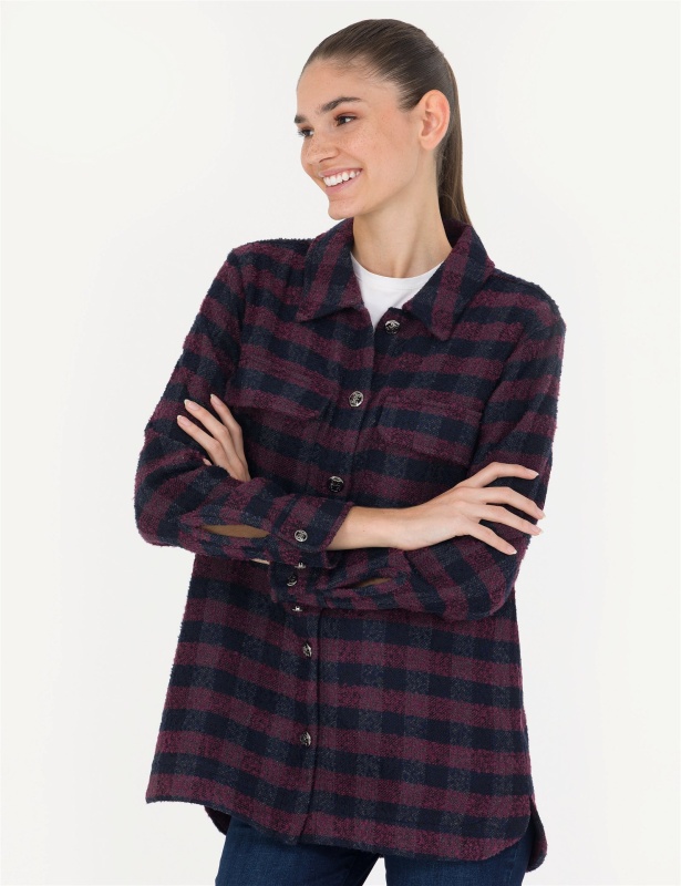 Рубашка теплая в клетку прямого кроя - G022SZ0040FLORAL Сорочка жен. (VR033, 36)