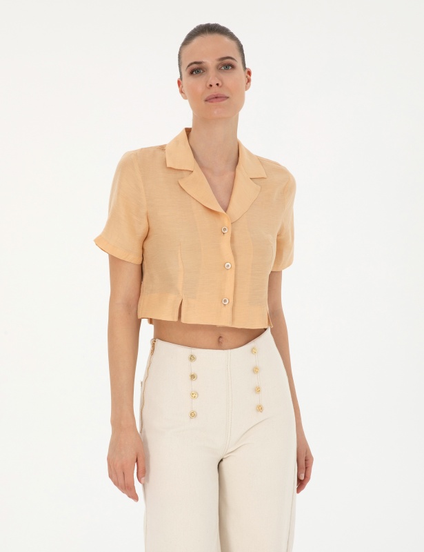 Рубашка с добавлением льна укороченная - G022SZ0040ALVIN Сорочка жен. (VR011, 32)