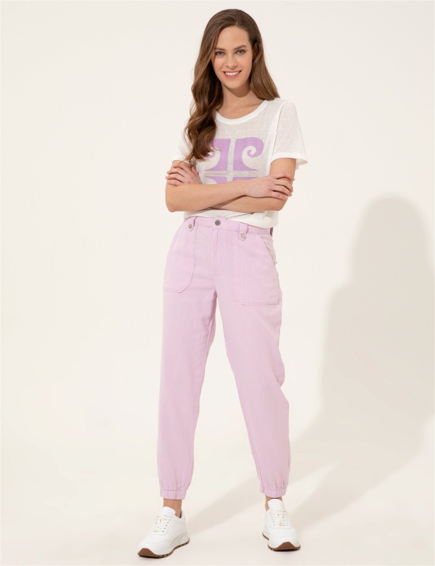Джоггеры с добавлением льна - G022SZ0780BORYA Брюки жен. (VR034, 42)