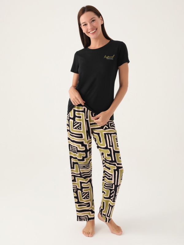 Пижама со штанами и футболкой - G022SZ0HFP028818_IY24 Костюм дом. жен. Бельевое изделие (VR046, L)