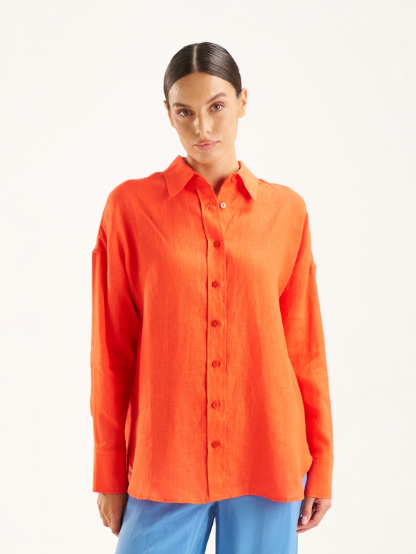 Рубашка из смеси льна и хлопка оверсайз - G022SZ0040KETO Сорочка жен. (VR239, 34)