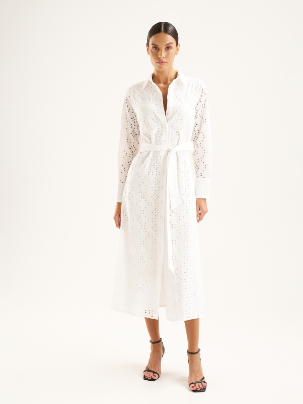Платье-рубашка макси с перфорированным узором - G022SZ0320LOWEL Платье жен. (VR013, 34)