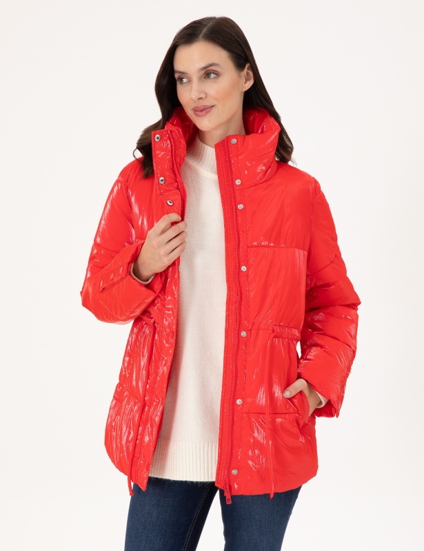 Куртка без капюшона лакированная на кулиске - G022SZ0MS0DENC Куртка жен. (VR030, 42)