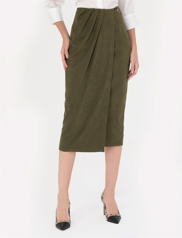 Юбка миди на запах с драпировкой - G022SZ0980DEMNA-E Юбка жен. (VR238, 32)