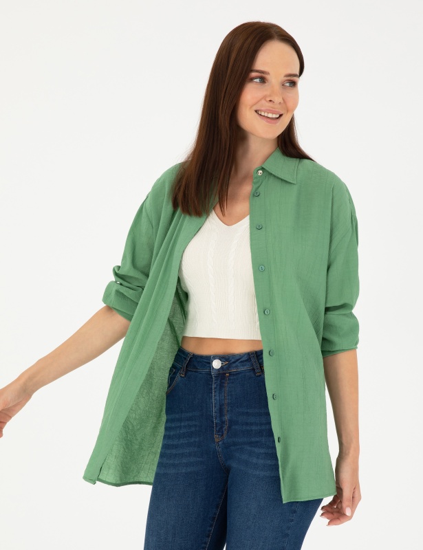 Рубашка из жатой ткани удлиненная - G022SZ0040NOVA Сорочка жен. (VR054, 42)