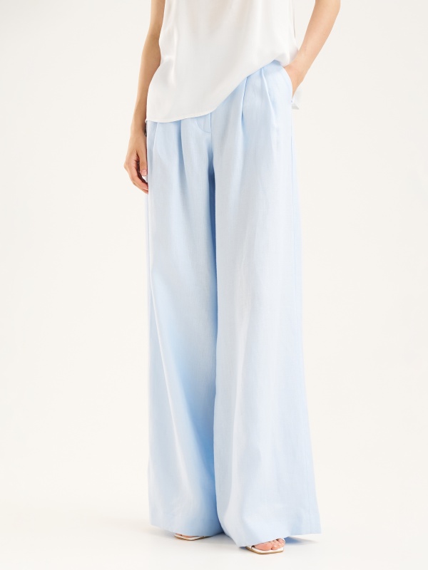 Брюки палаццо льняные с защипами - G022SZ0030MATHI_P Брюки жен. (VR003, 38)