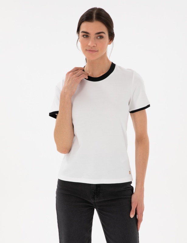 Футболка с контрастной окантовкой - G022SZ0110ORTEGO25Y Футболка жен. (VR013, XS)