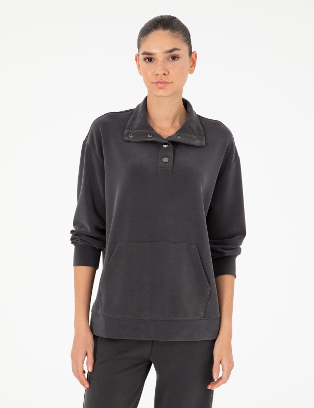 Толстовка с воротником на кнопках - G022SZ0820ALESSA_S Толстовка жен. (VR006, L)