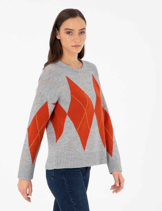 Свитер с узором ромбы - G022SZ0TK0SIENA Кофта жен. (VR086, XL)